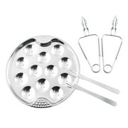 Eease Stainless Steel Escargot Dish with Clamp and Fork