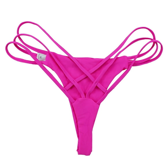 Eease Strappy Bikini Thong Swim Bottoms Brief Size L (Rose Red)
