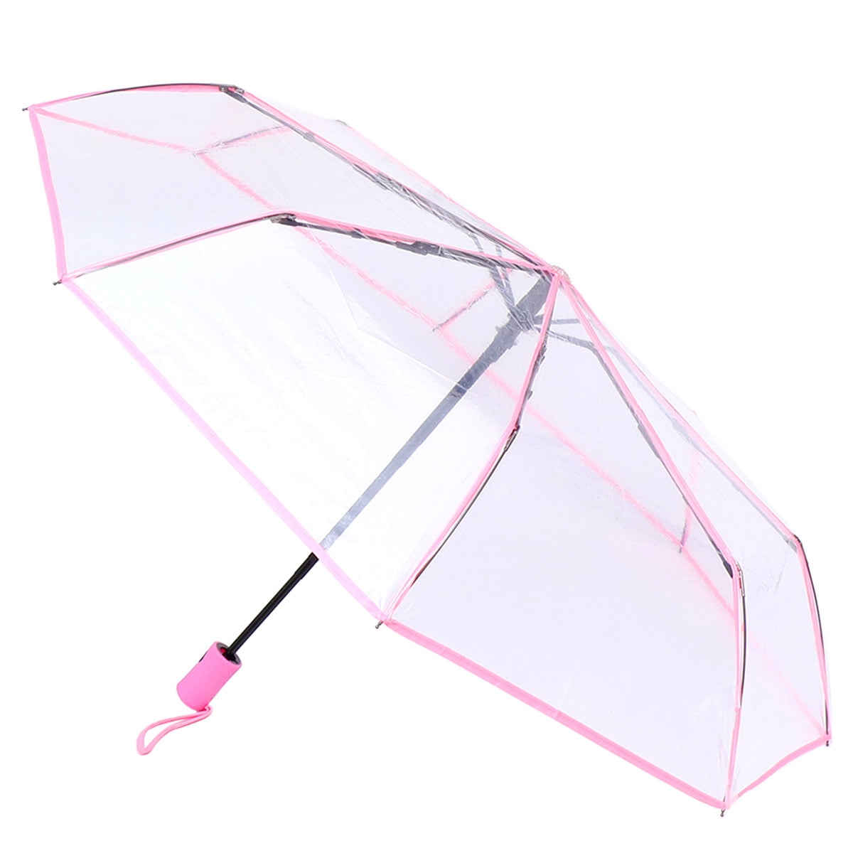Eease Transparent OneButton Folding Auto Umbrella Portable Trifold