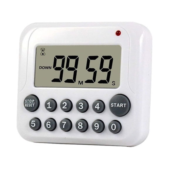Eease Useful LCD Screen Digital Kitchen Cooking Timer Count Down Up Clock Loud Alarm Magnetic Ultra Thin Timing Device for Laboratory - No Battery (Grey Button)