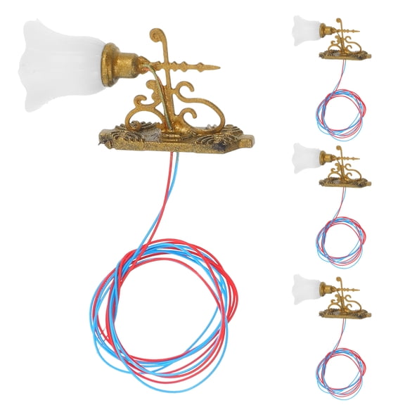 KALLORY Miniature Lamps Dollhouse Golden ABS 4Pcs 0.7X1Inch For DIY Enhancement