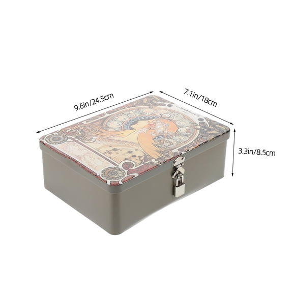 Eease Vintage Metal Tins Box with Lid & Padlock - Style 2