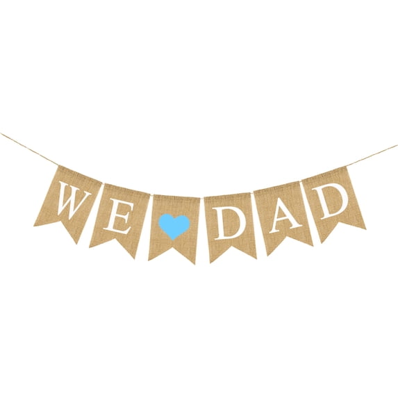 WE DAD Letters Bunting Banner Blue Heart Burlap Banner Linen Swallowtail Father's Day Decor Pull Flag Party Supplies