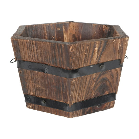 Eease Whiskey Barrel Planter Wooden Bucket Rustic Flower Pot for Home Decor