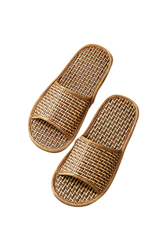 Women's Rattan Slipper Bath Sandal Lightweight Grass Woven Indoor Shoes