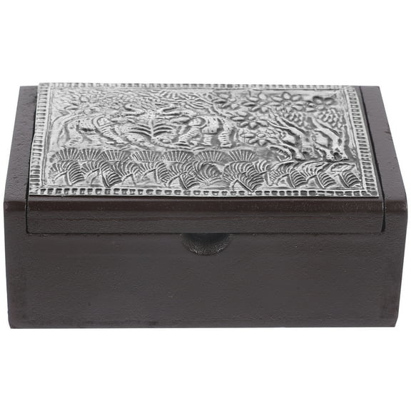 Tineasur Lightweight Flip Design Wood Index Card Box for Business Cards and Recipes