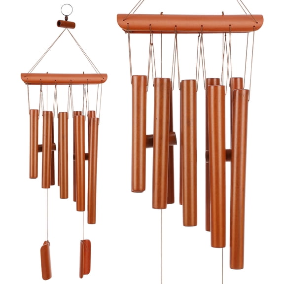 Wooden Wind Chimes Outdoor, Bamboo with Deep Tone for Patio Garden Home D茅cor