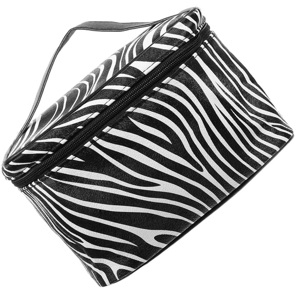 Eease Woven Travel Cosmetic Bag Zebra Pattern Makeup Case