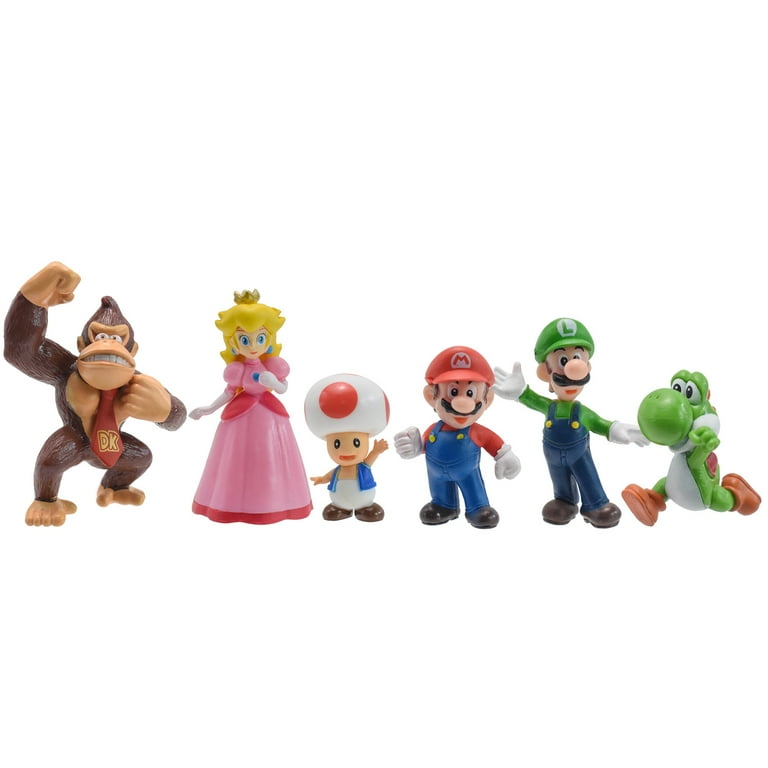 Nintendo - Super Mario Bros Action Figure Lot - Mario Luigi Toad Yoshi