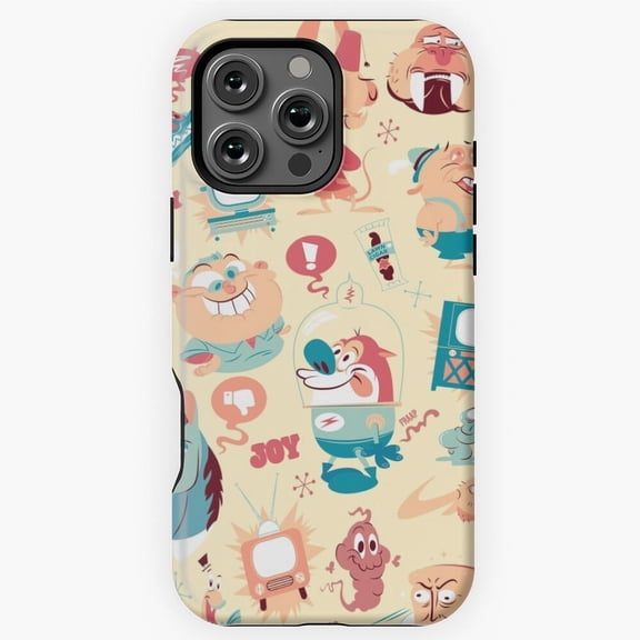 Eediot Box Ren and Stimpy Cartoon H1397 Slim Protective Case for iPhone 17 16 15 14 13 12 11 Pro Max