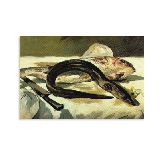 Eel And Red Mullet Eduard Manet Poster Decorative Painting Canvas Wall Art Living Room Posters Bedroom Painting,Unframe-style,16x24inch(40x60cm)