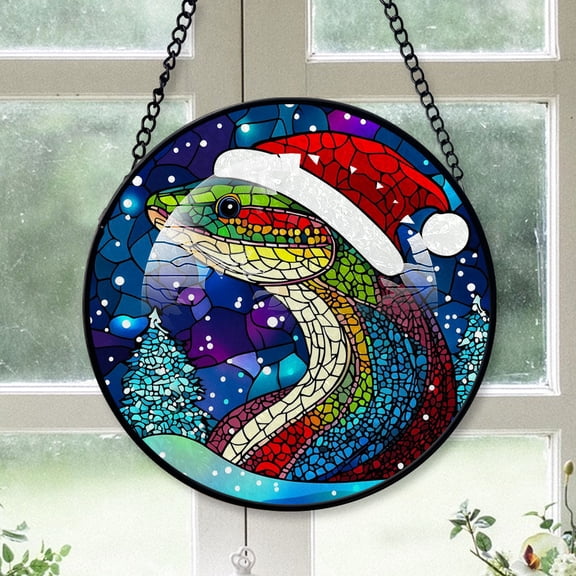 Eel Ornament Christmas 2025, Eel Stained Glass Hanging Panel Radiant Glass Window Art, Perfect for Wildlife Decor