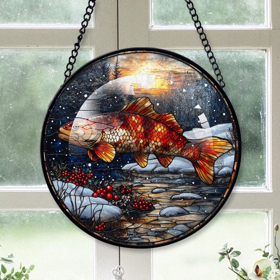 Eel Ornament Christmas 2025, Eel Stained Glass Window Hanging Colorful Decorative Sun Catcher for Home and Holiday Decor