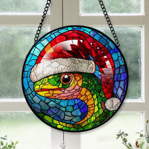 Eel Ornament Christmas 2025, Eel Stained Glass Window Hanging Handcrafted Glass Sun Catcher for Bright and Cozy Spaces