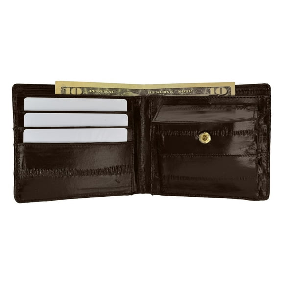 Eel Skin Soft Leather Bifold Credit Card Wallet with Coin Pouch E 59