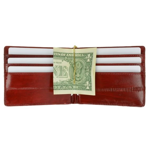 Eel Skin Soft Leather Bifold Wallet with Center Money Clip E 717