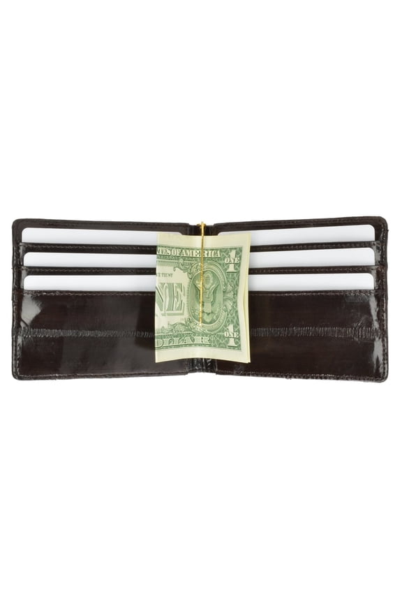 Soft Leather Bifold Wallet with Center Money Clip E 717