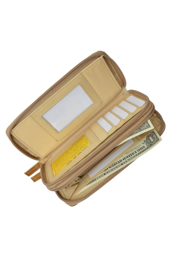 Unisex Double Zippered Checkbook Cover Wallet E 4575
