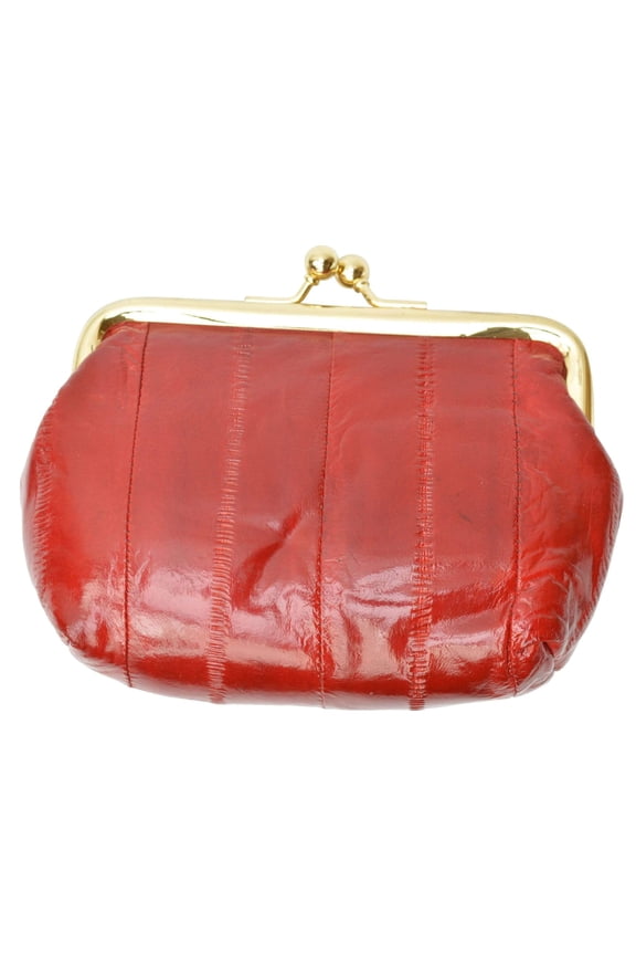 Eel skin Leather Coin Purse Snap Closure E 905