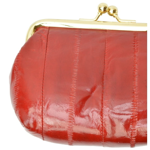Eel skin Leather Coin Purse Snap Closure E 905 ©