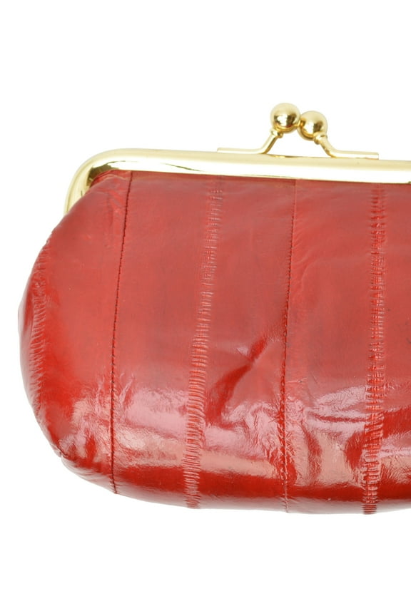 Eel skin Leather Coin Purse Snap Closure E 905 ©