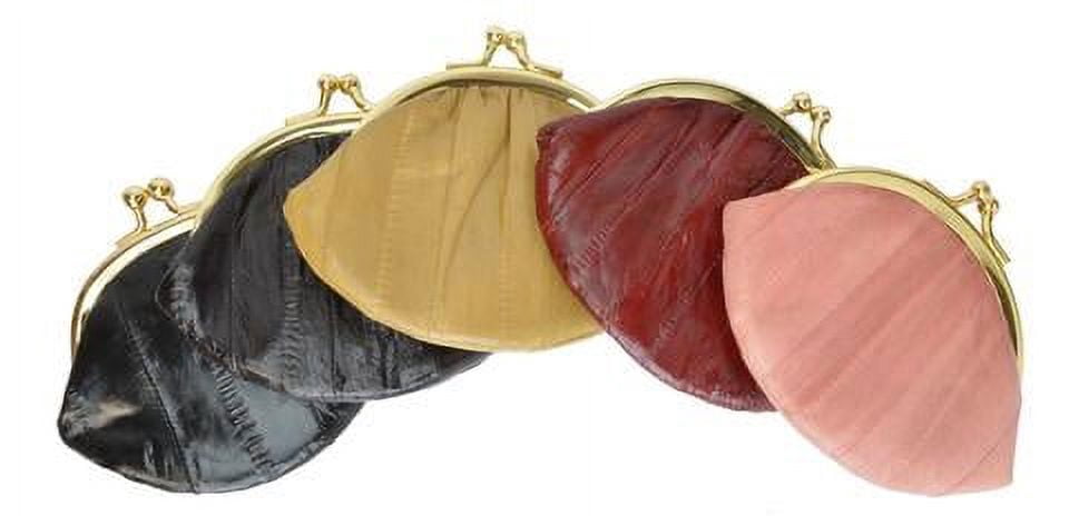 Eel skin coin/change purse with metal clasp Small Blue