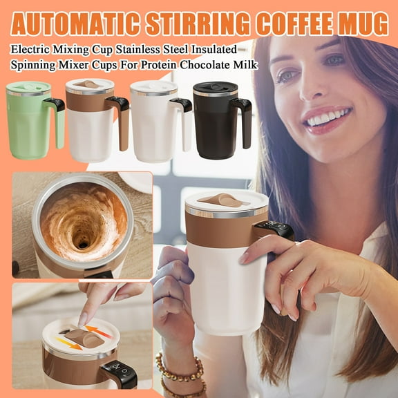 Eelectric Coffee Mug with a Built-in LED Thermometer, Perfect for Brewing Coffee,Milk,Cocoa,Etc, 16oz Rechargeable Prevent Overflow Self Stirring Coffee Cup,Magnetic Electric Coffee Mug with Lid