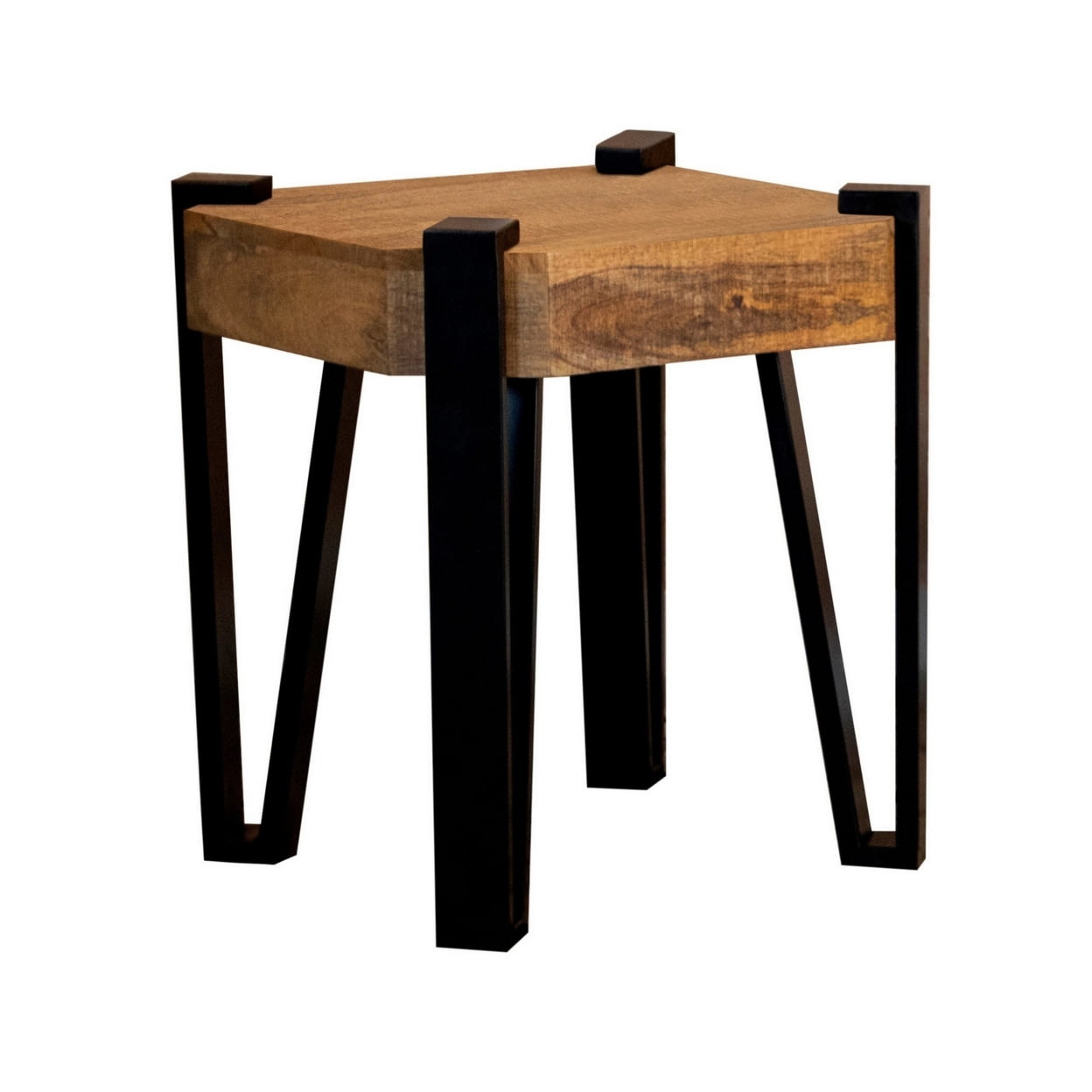 Eely 20 Inch Square Side End Table, Brown Wood Top, Black Hairpin Base ...