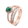 thumbnail image 1 of Eemrald and Crystal 3 Pair Stackable Ring in 14K Rose Gold Plated, 1 of 6