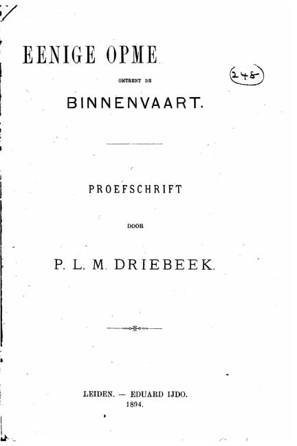 Eenige opmerkingen omtrent de binnenvaart, (Paperback)
