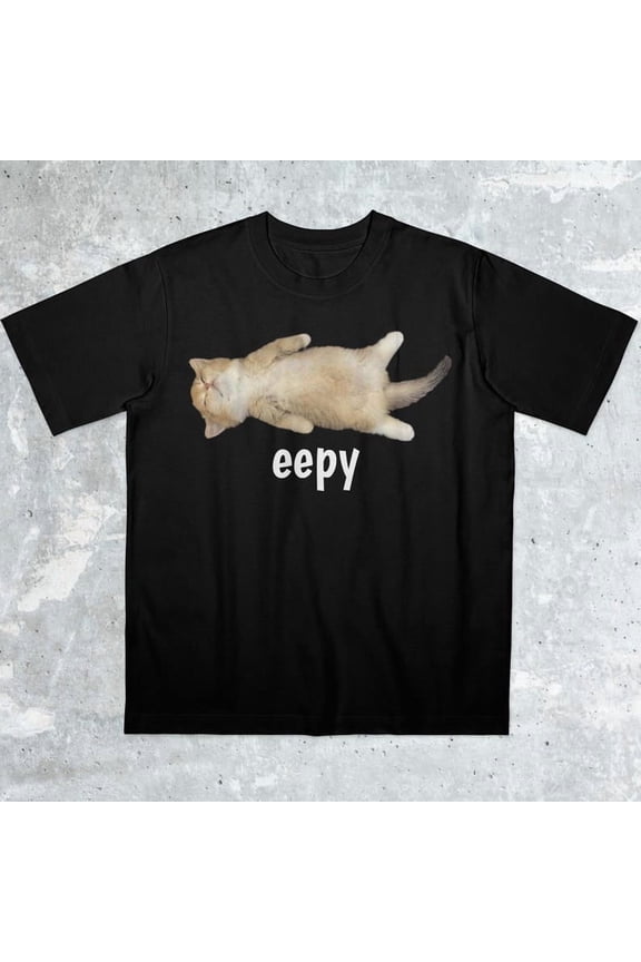 Eepy Cat, Silly Sleepy Cat Unhinged Sarcastic Humor Meme T-Shirt