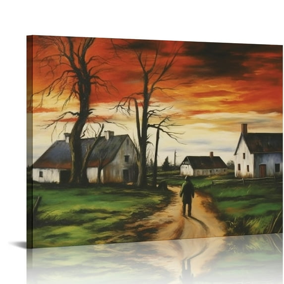 Eerie And Beautiful Rural Scenery with Dead Trees– Rural Scenery And Sense of Serenity Print Poster Decorative Painting Canvas Wall Art Living Room Posters Bedroom Painting