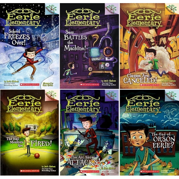 Eerie Elementary Series Books 510 Collection Set by Jack Chabert 6 Book Bundle (School Freezes Over, Sam Battles the Machine, Classes Are Canceled, Hall Monitors Are Fired, And more)