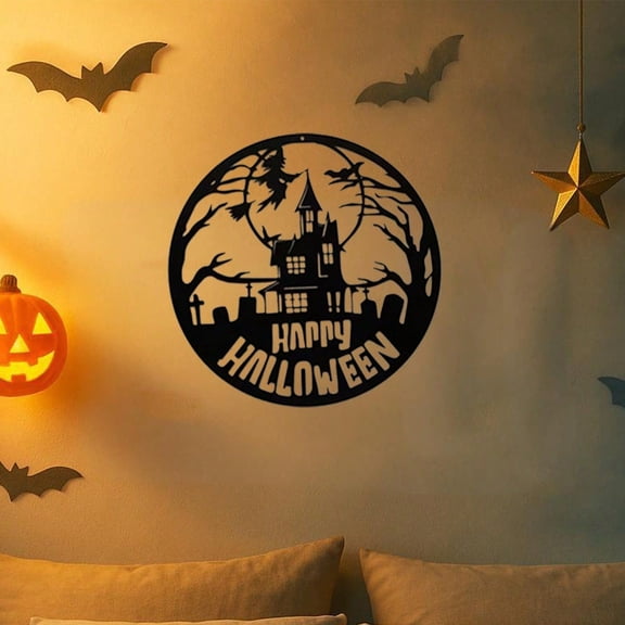 Eerie Happy Halloween Metal Wall Art, Spooky Dancing Witches Wall Hanging, Enchanting Halloween Home Decor, Unique Gift For Halloween, Bewitching Gothic Wall Ornament, Mystical Witch Party Decoration