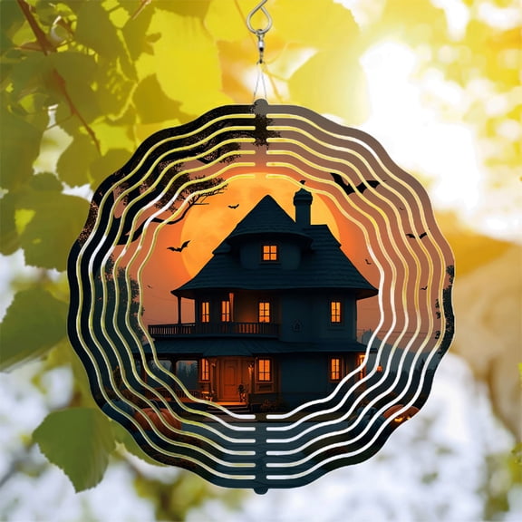 Eerie Metal Hanging Wind Spinners & Chimes - Sound Wave Design for Vibes in Your Yard & Garden - Perfect for Halloween