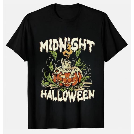 Eerie Midnight Halloween Pumpkin Candle Graphic T-Shirt - Walmart.com