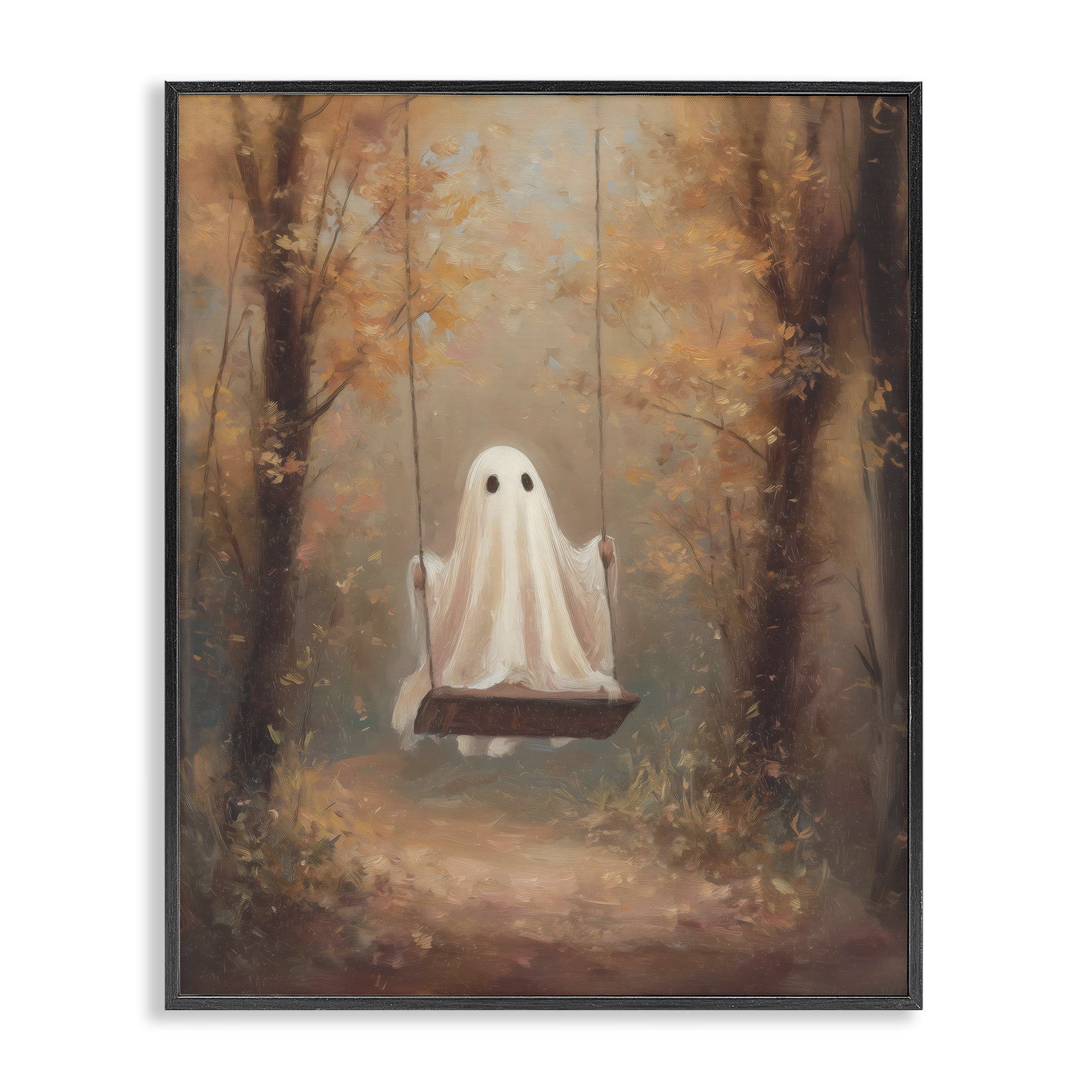 Eerie Swinging Ghost Black Framed Giclee Art, design by Arlington Prints