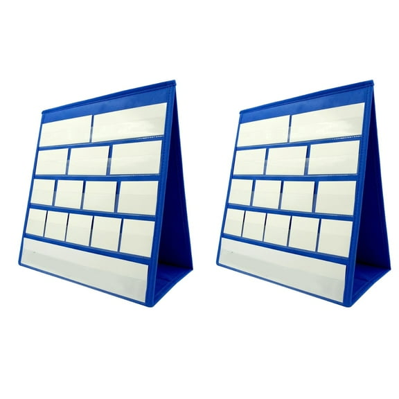 Eeristq 2pcs 43x33cm Desktop Pocket Chart Self-Standing Tabletop Desktop Cards Sentence Strips File Holder with 20Pcs White Cards Size Small(White)