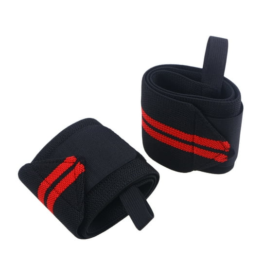 Eeristq 2pcs Wrist Weight Lifting Strap Fitness Gym Wrap Bandage Hand Support Wristband Wrist Supports Stabilizer with Thumb (Black and Red)