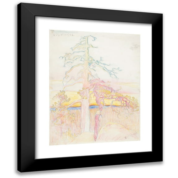 Eero Järnefelt 12x14 Black Modern Framed Museum Art Print Titled - Pine Tree in Wilderness (1910 - 1920)