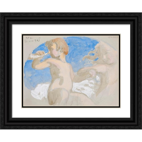 Eero Järnefelt 14x11 Black Ornate Wood Framed Double Matted Museum Art Print Titled: Untitled (1910)