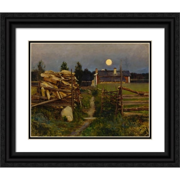 Eero Järnefelt 24x20 Black Ornate Framed Double Matted Museum Art Print Titled: Summer Night Moon (1889)