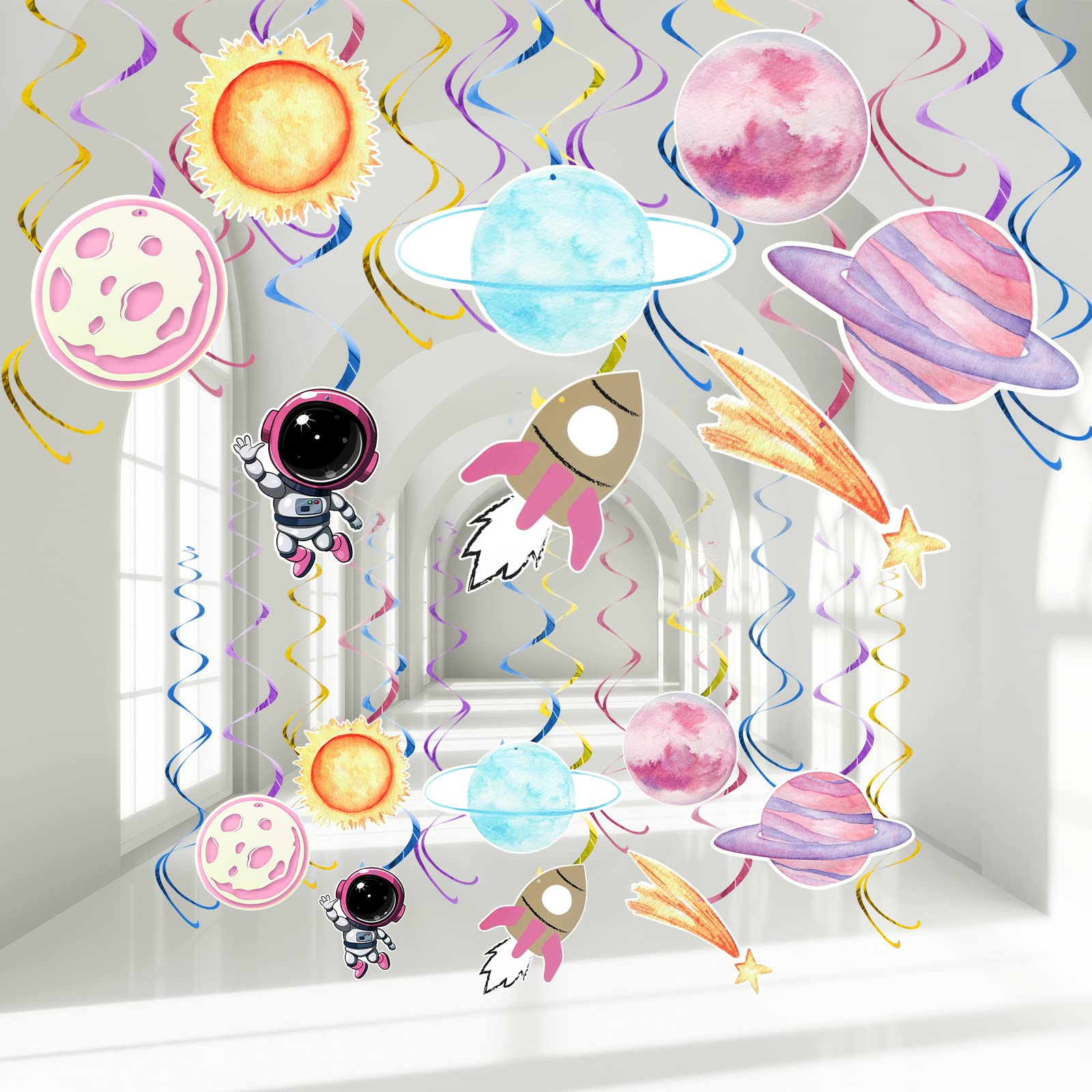 Eersida 30 PcsEGSC Solar System Whirls Outer Space Hanging Swirl Planet ...