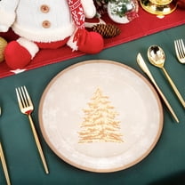 Eespoir 10Pcs Winter Disposable Paper Plates, Christmas Tree Round Decorative Tableware, Winter Dinner Dessert Plates, for Wedding Birthday Festival Party, 9"