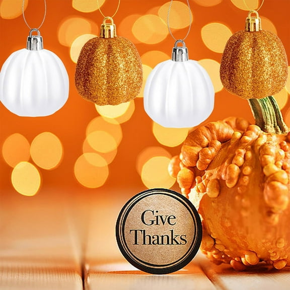 Eespoir 12 Pcs Fall Pumpkin Hanging Ornaments, Fall Mini Pumpkin Hanging Tree Ornaments, for Halloween Harvests Festival Thanksgiving and Other Festive Decorations