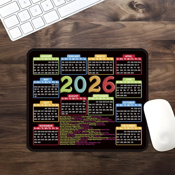 Eespoir 2026 Calendar Mouse Pad, Office Desk Mat with Calendar Design, Non-Slip Mouse Pad for Work, Home Use, Gift for Professionals, Daily Planner(B)
