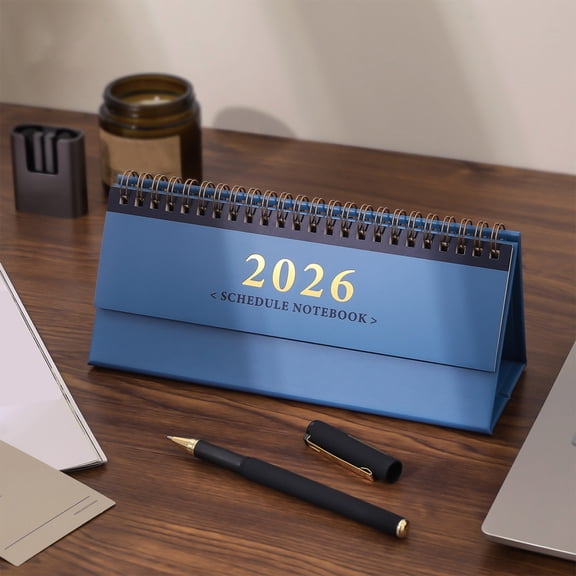 Eespoir 2026 Horizontal Desk Calendar, Self-disciplined Punch Card Calendar, Planner Desktop Decoration Ornaments, Spiral Binding Flip Calendar for Home Office Schedule