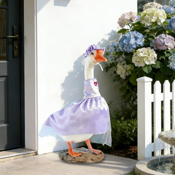 Eespoir 23 In Porch Goose Clothes Decor, Green s Gardening Style Shawl Scarf, Goose Statue Lawn Holiday Decoration For Garden, Patio, Seasonal Dress Up(Purple)