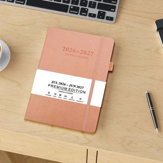 Eespoir 26-27 Year Chinese And English Schedule Notebook, A5 Planner Simple Notebook, Academic Year Planner For School, College, Goal Setting, Dated(Pink)