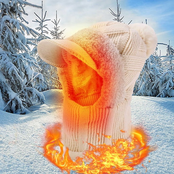 Eespoir 3 In 1 Knitting Hat With Scarf And Mask, Fleece Lined Balaclava, Winter Face Cover Hood, For Skiing, Snowboarding, Motorcycling, Cold Weather Outdoor Work(D)